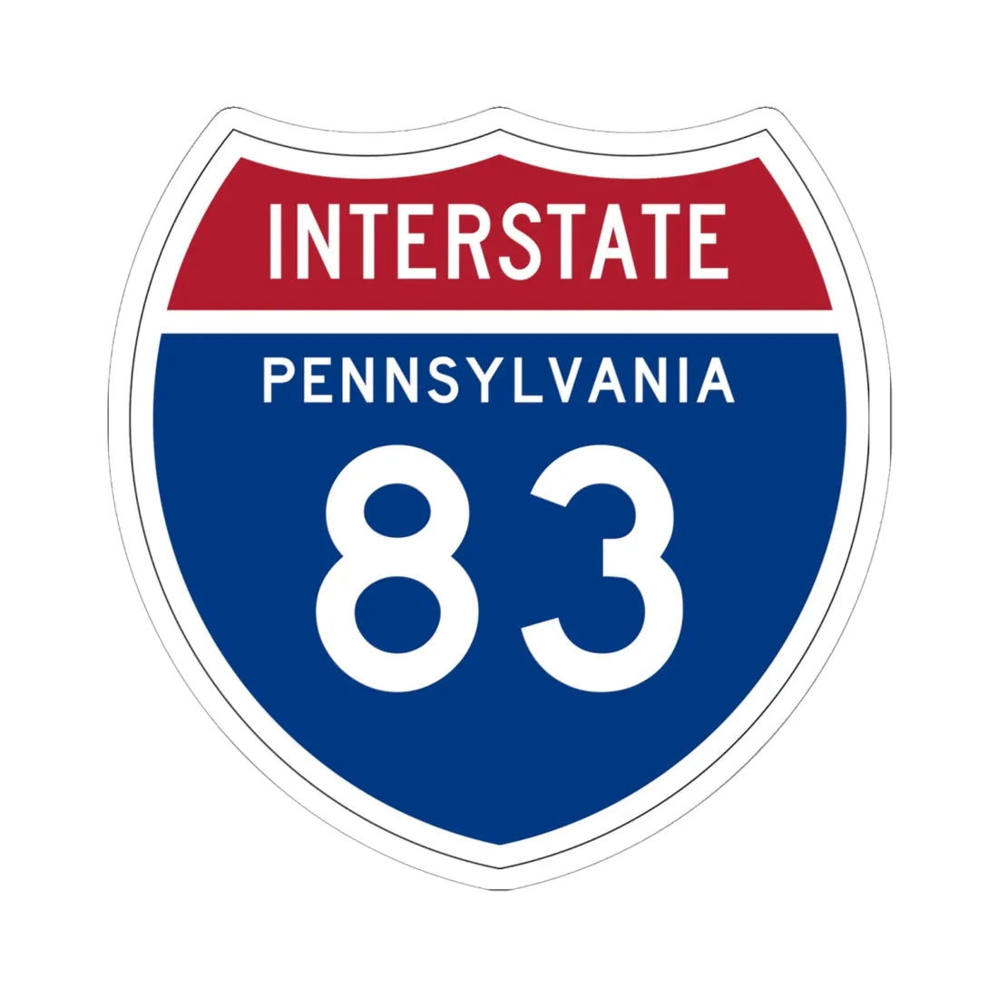 I-83 PA 1957 (Pennsylvania) (Road Sign) STICKER Vinyl Kiss-Cut Decal 6 Inch White - The Sticker Space