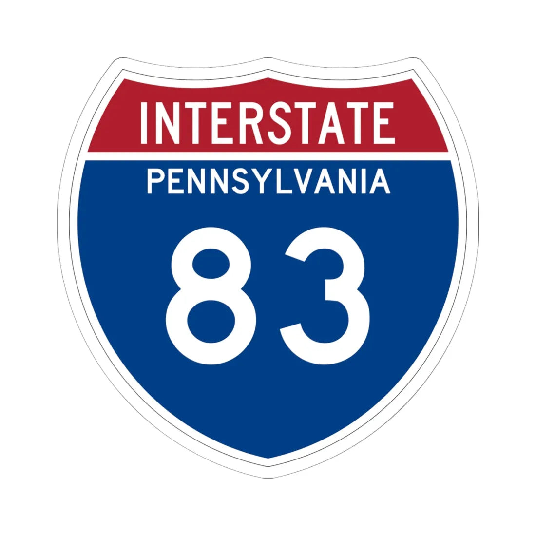 I-83 PA Metric (Pennsylvania) (Road Sign) STICKER Vinyl Kiss-Cut Decal 6 Inch White - The Sticker Space