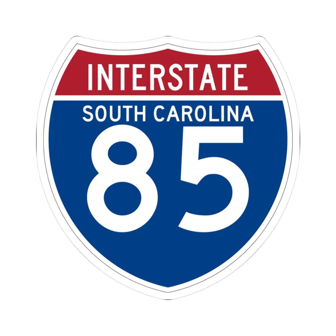 I-85 SC (South Carolina) (Road Sign) STICKER Vinyl Kiss-Cut Decal 3 Inch White - The Sticker Space