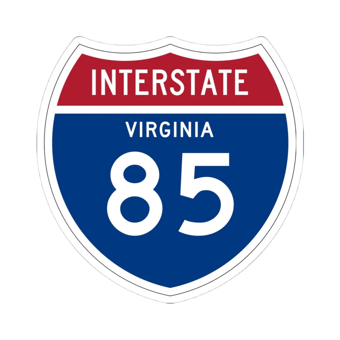 I-85 VA 1957 (Virginia) (Road Sign) STICKER Vinyl Kiss-Cut Decal 4 Inch White - The Sticker Space