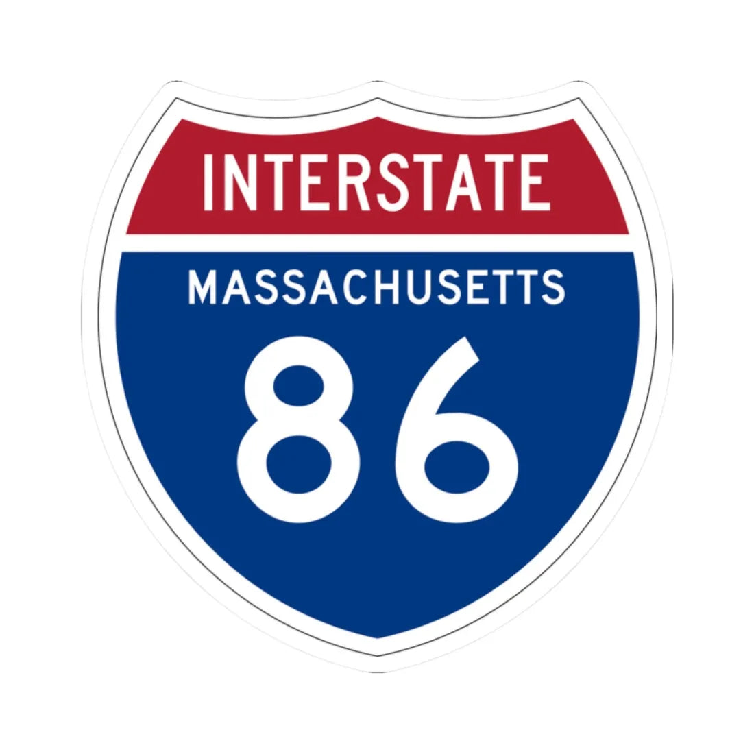 I-86 MA 1957 (Massachusetts) (Road Sign) STICKER Vinyl Kiss-Cut Decal 2 Inch White - The Sticker Space