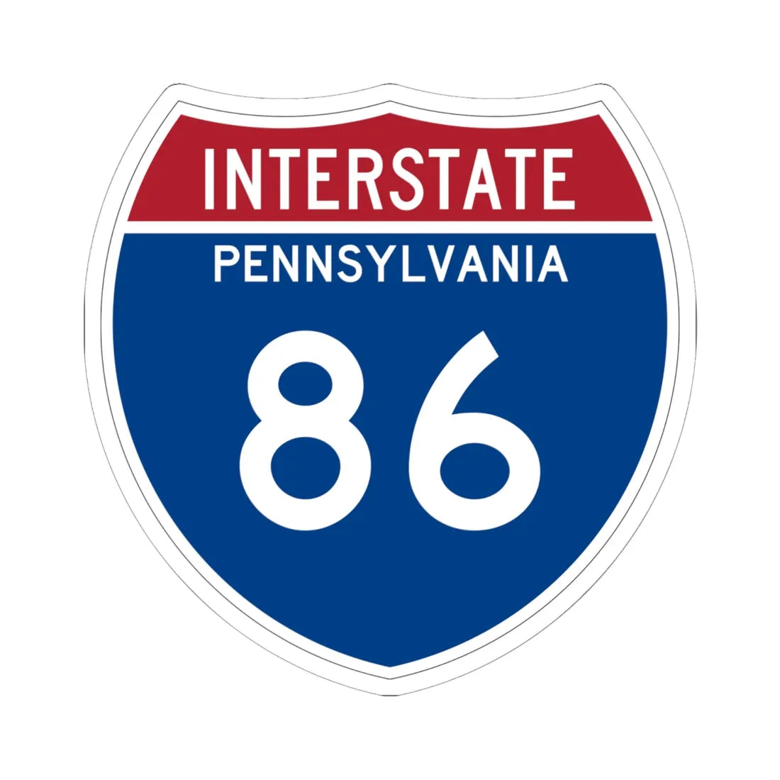 I-86 PA Metric (Pennsylvania) (Road Sign) STICKER Vinyl Kiss-Cut Decal 6 Inch White - The Sticker Space