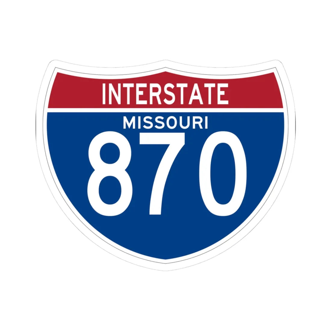 I-870 MO (Missouri) (Road Sign) STICKER Vinyl Kiss-Cut Decal 3 Inch White - The Sticker Space
