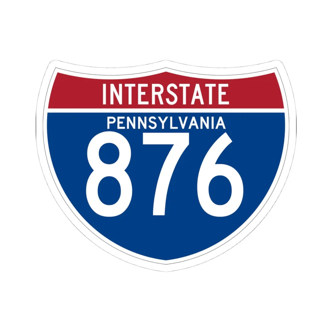 I-876 PA (Pennsylvania) (Road Sign) STICKER Vinyl Kiss-Cut Decal 4 Inch White - The Sticker Space