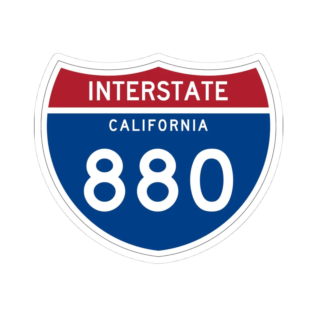 I-880 CA (California) (Road Sign) STICKER Vinyl Kiss-Cut Decal 4 Inch White - The Sticker Space