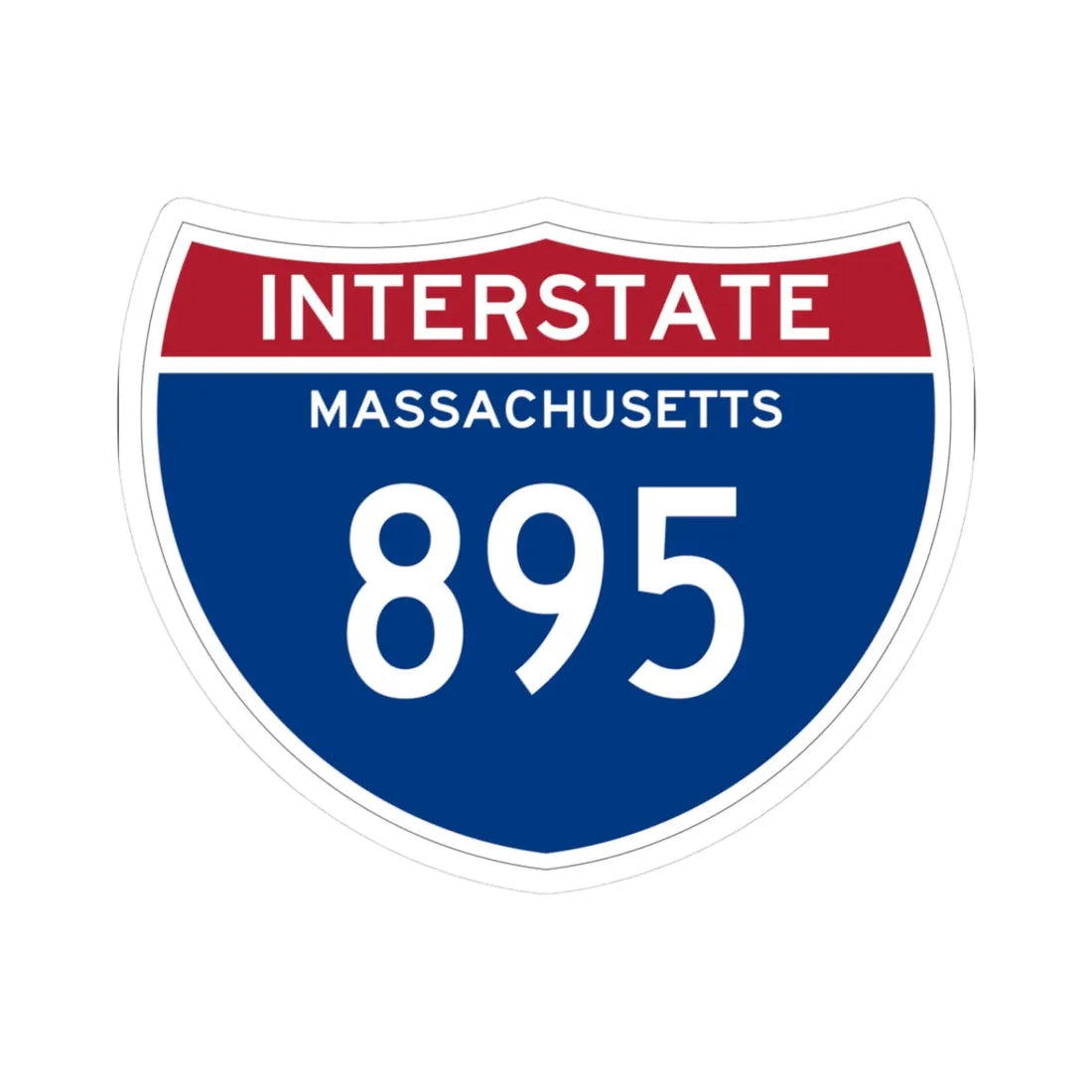 I-895 MA (Massachusetts) (Road Sign) STICKER Vinyl Kiss-Cut Decal 3 Inch White - The Sticker Space