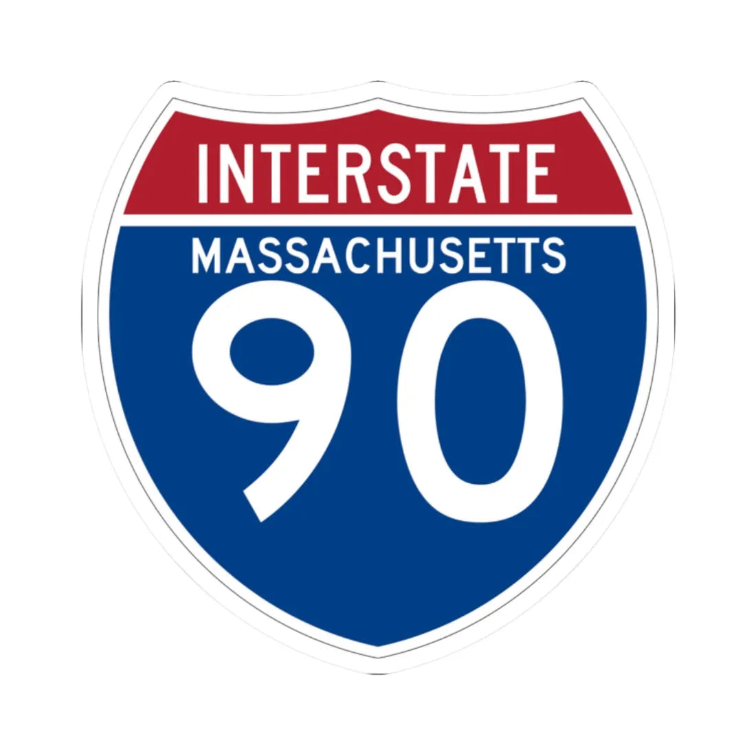 I-90 MA (Massachusetts) (Road Sign) STICKER Vinyl Kiss-Cut Decal 2 Inch White - The Sticker Space