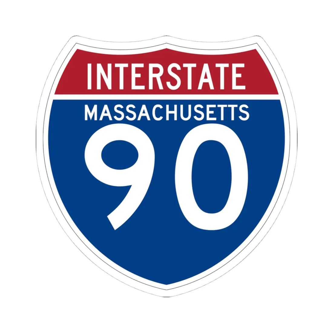 I-90 MA (Massachusetts) (Road Sign) STICKER Vinyl Kiss-Cut Decal 4 Inch White - The Sticker Space