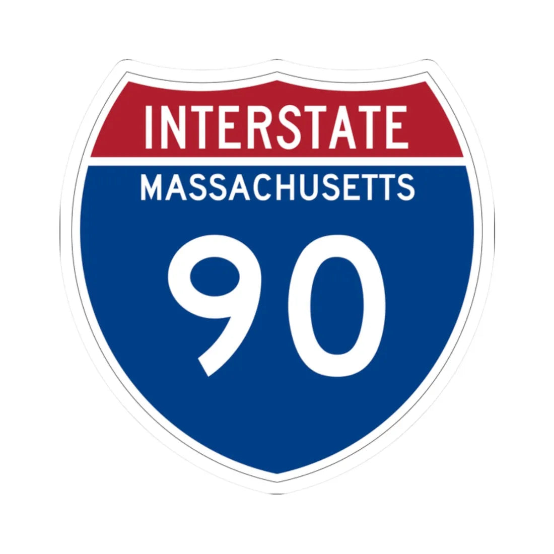I-90 MA Metric (Massachusetts) (Road Sign) STICKER Vinyl Kiss-Cut Decal 2 Inch White - The Sticker Space