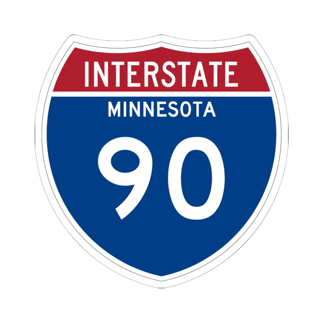 I-90 MN 1957 (Minnesota) (Road Sign) STICKER Vinyl Kiss-Cut Decal 6 Inch White - The Sticker Space