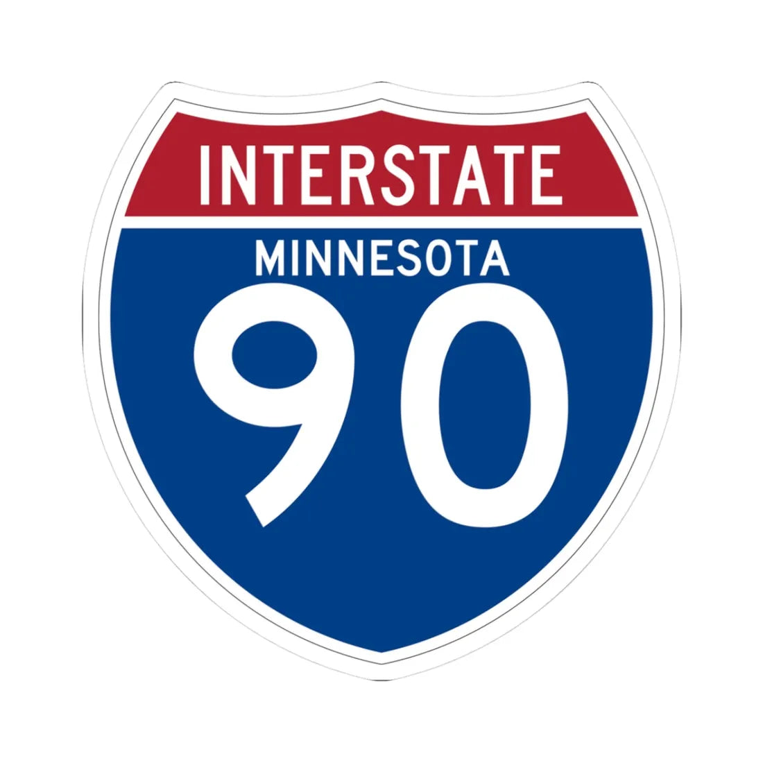 I-90 MN (Minnesota) (Road Sign) STICKER Vinyl Kiss-Cut Decal 3 Inch White - The Sticker Space