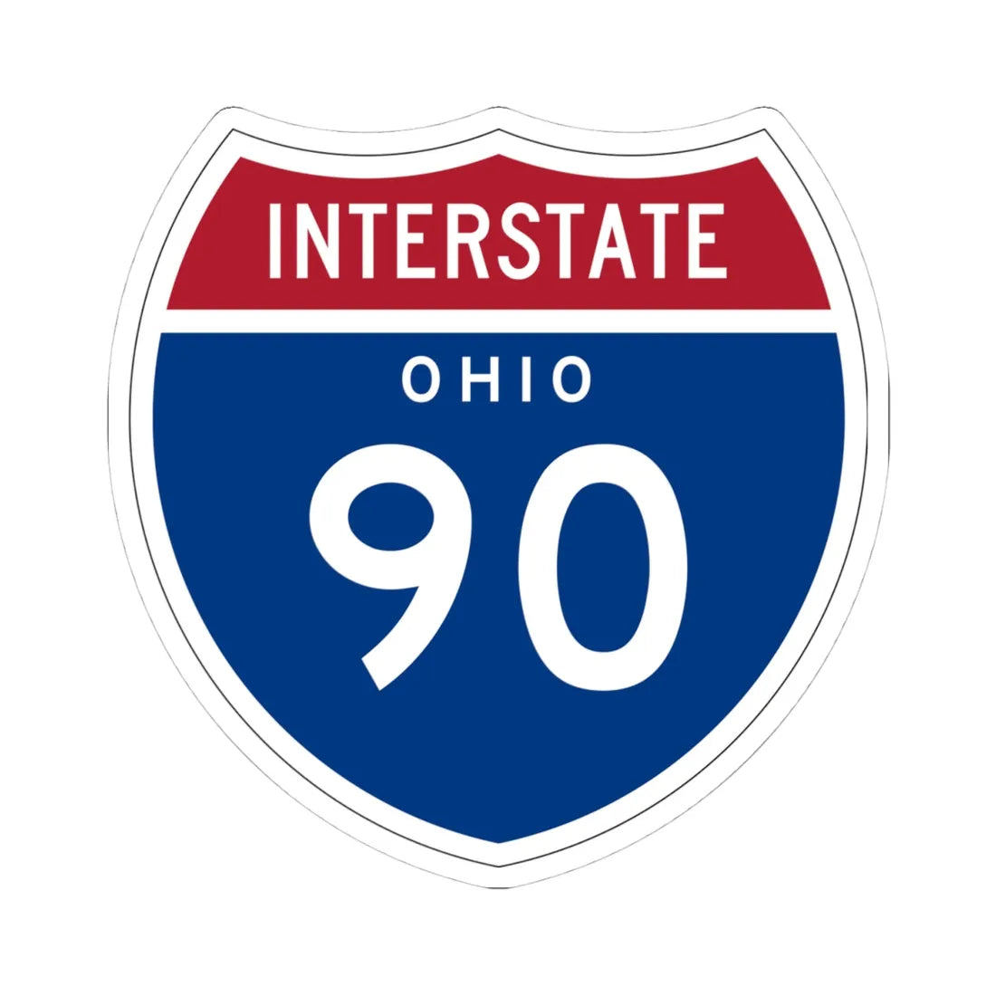 I-90 OH 1957 (Ohio) (Road Sign) STICKER Vinyl Kiss-Cut Decal 4 Inch White - The Sticker Space