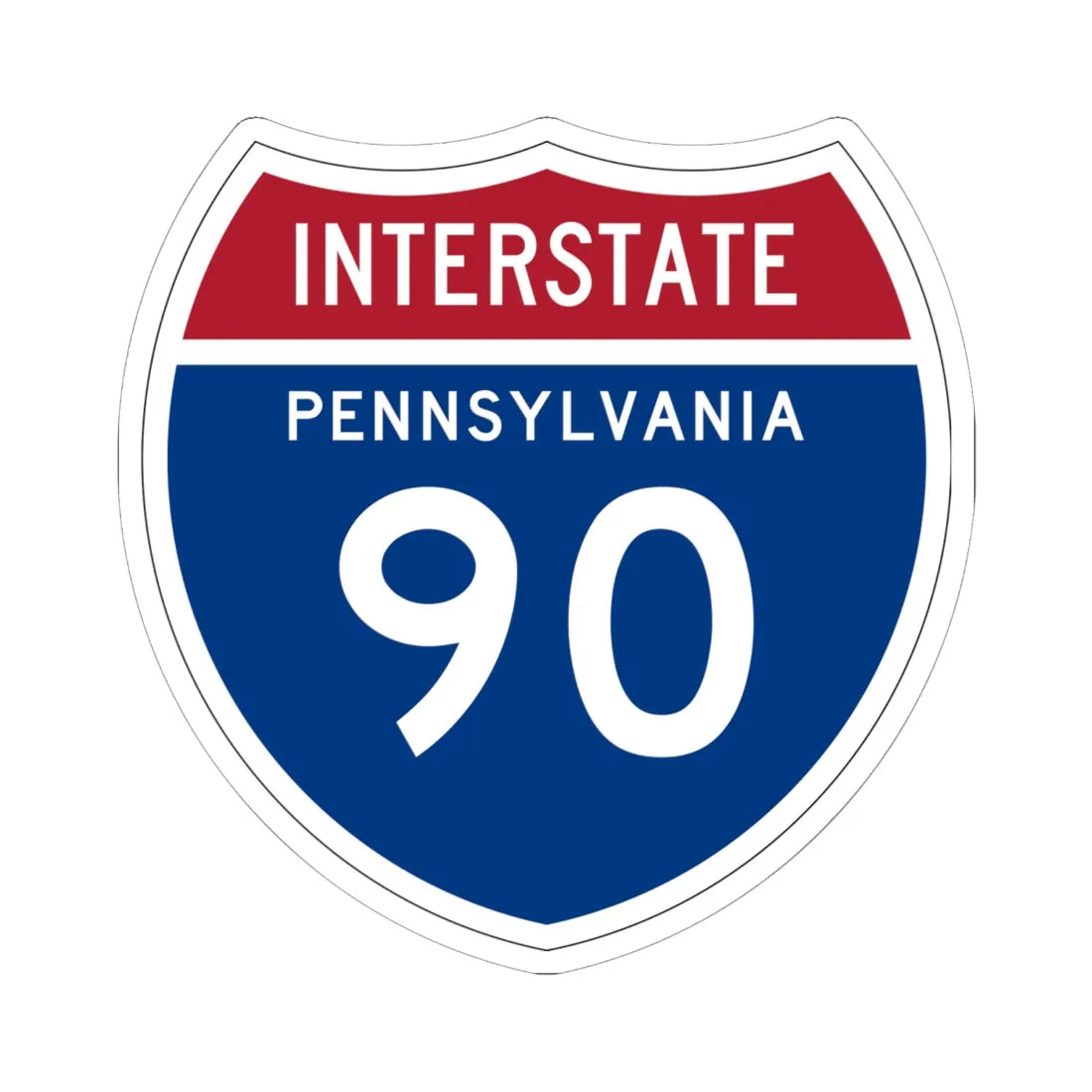 I-90 PA 1957 (Pennsylvania) (Road Sign) STICKER Vinyl Kiss-Cut Decal 6 Inch White - The Sticker Space