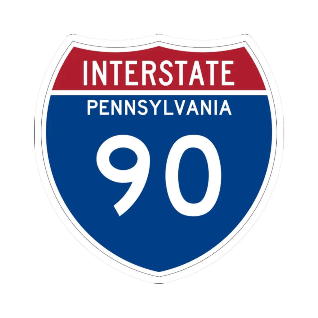 I-90 PA Metric (Pennsylvania) (Road Sign) STICKER Vinyl Kiss-Cut Decal 2 Inch White - The Sticker Space