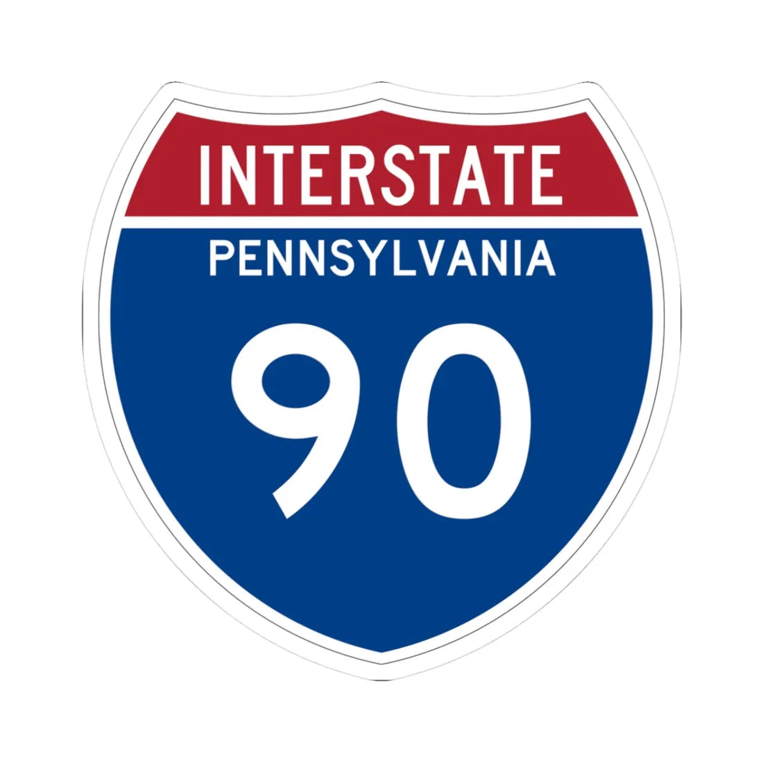 I-90 PA Metric (Pennsylvania) (Road Sign) STICKER Vinyl Kiss-Cut Decal 3 Inch White - The Sticker Space
