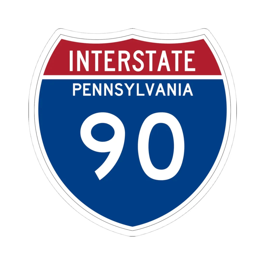 I-90 PA Metric (Pennsylvania) (Road Sign) STICKER Vinyl Kiss-Cut Decal 4 Inch White - The Sticker Space