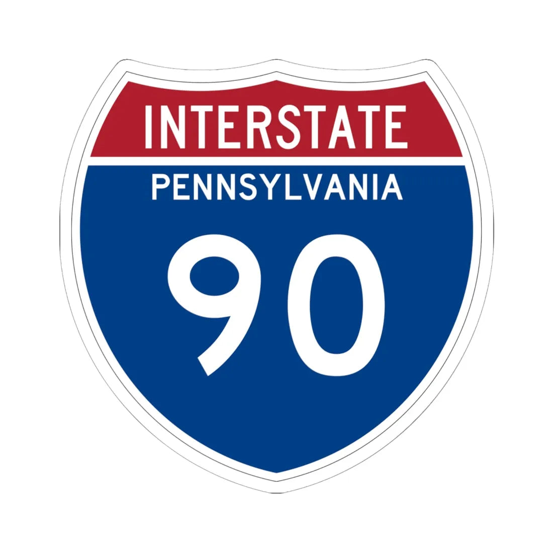 I-90 PA Metric (Pennsylvania) (Road Sign) STICKER Vinyl Kiss-Cut Decal 6 Inch White - The Sticker Space
