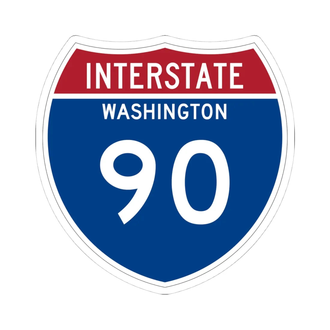 I-90 WA Metric (Washington) (Road Sign) STICKER Vinyl Kiss-Cut Decal 4 Inch White - The Sticker Space