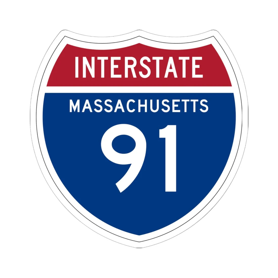 I-91 MA 1957 (Massachusetts) (Road Sign) STICKER Vinyl Kiss-Cut Decal 6 Inch White - The Sticker Space