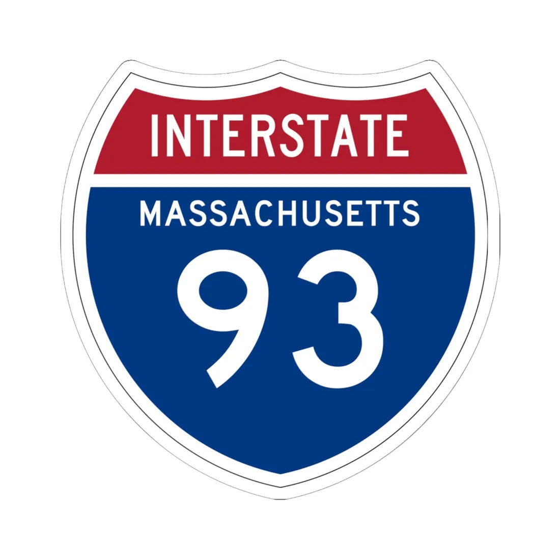 I-93 MA 1957 (Massachusetts) (Road Sign) STICKER Vinyl Kiss-Cut Decal 6 Inch White - The Sticker Space