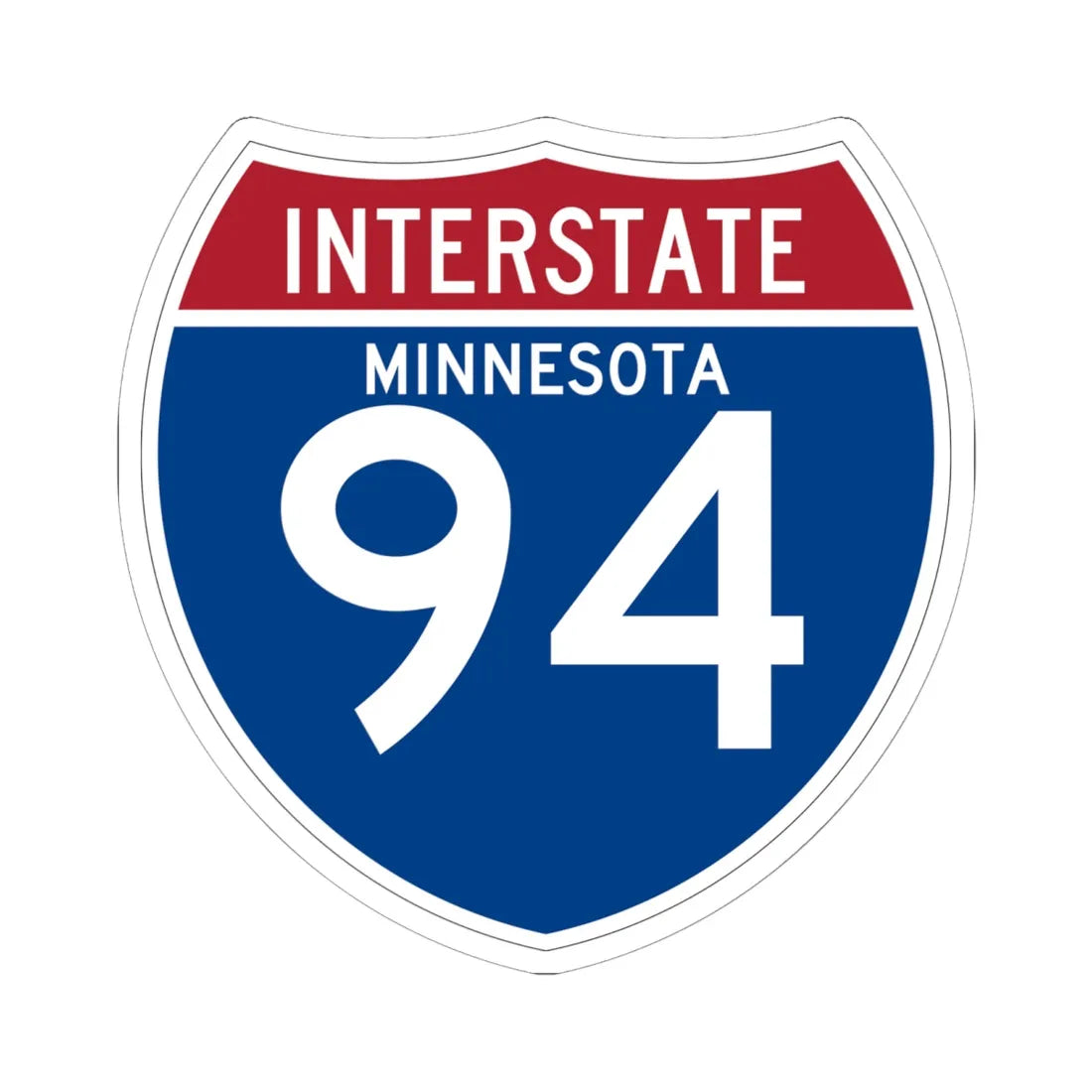 I-94 MN (Minnesota) (Road Sign) STICKER Vinyl Kiss-Cut Decal 6 Inch White - The Sticker Space