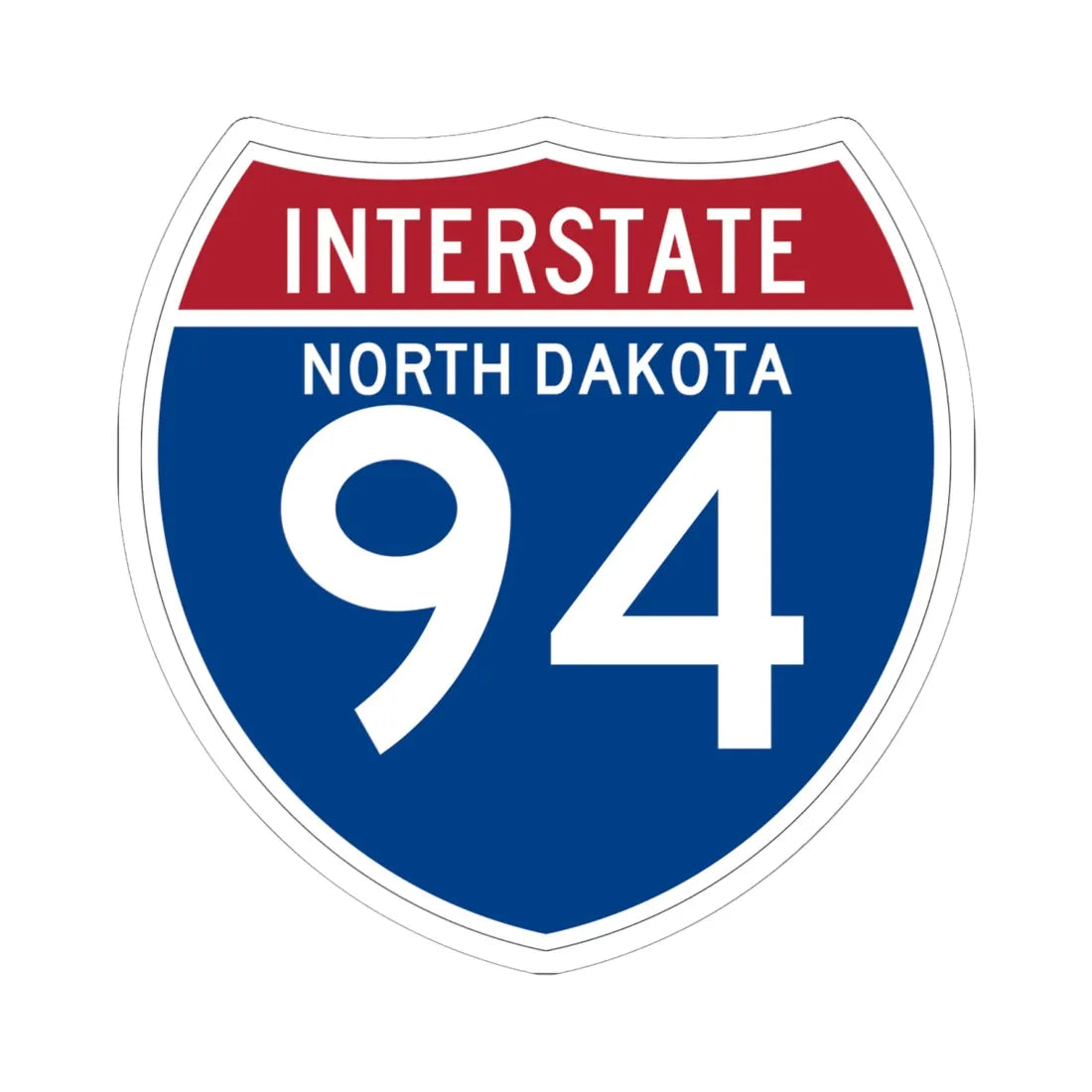 I-94 ND (North Dakota) (Road Sign) STICKER Vinyl Kiss-Cut Decal 6 Inch White - The Sticker Space