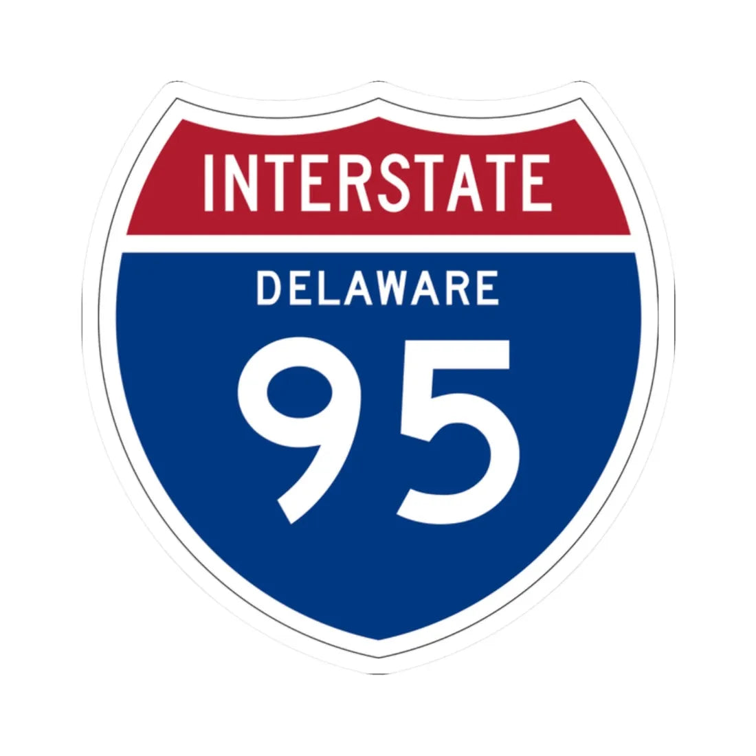 I-95 DE 1957 (Delaware) (Road Sign) STICKER Vinyl Kiss-Cut Decal 2 Inch White - The Sticker Space