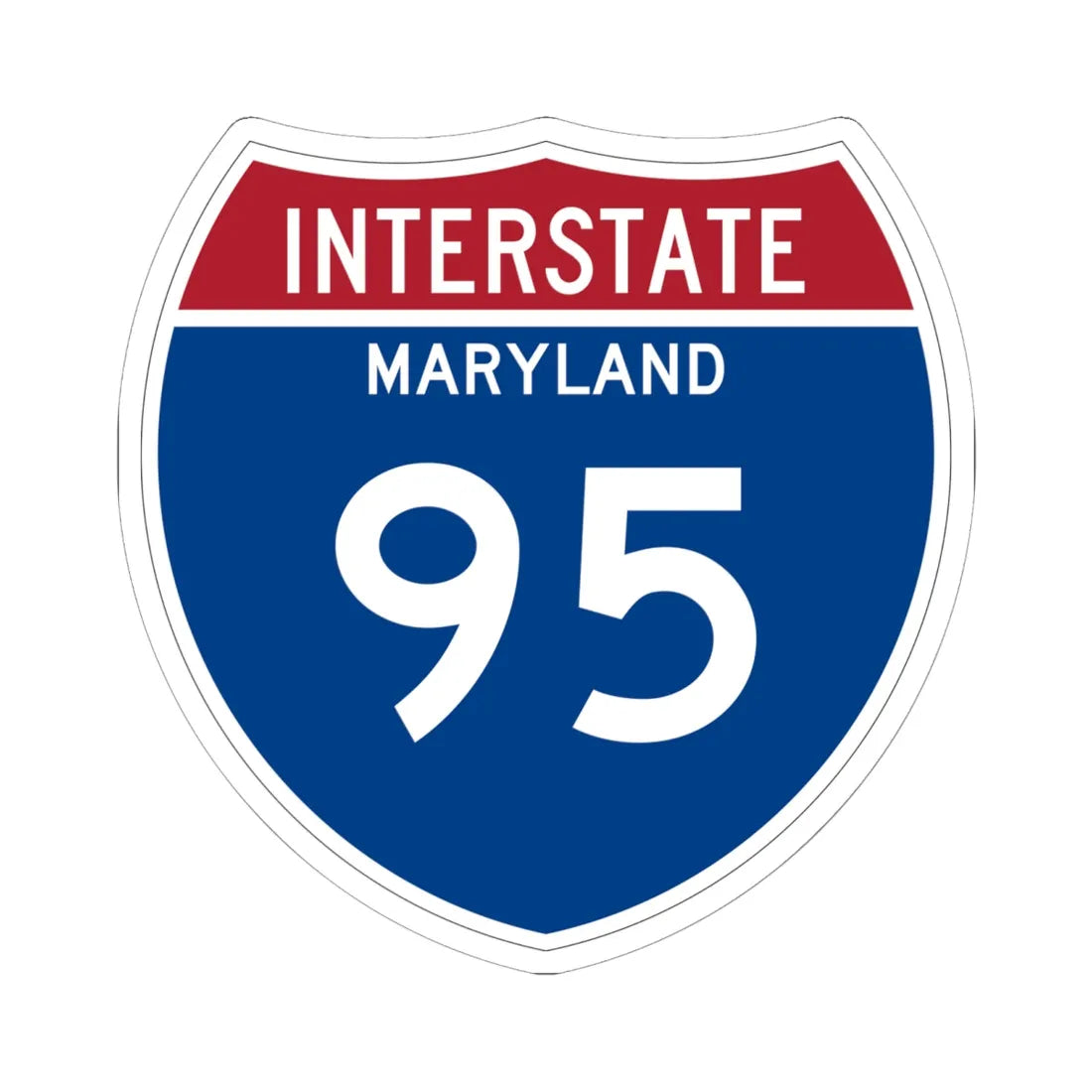 I-95 MD Metric (Maryland) (Road Sign) STICKER Vinyl Kiss-Cut Decal 6 Inch White - The Sticker Space
