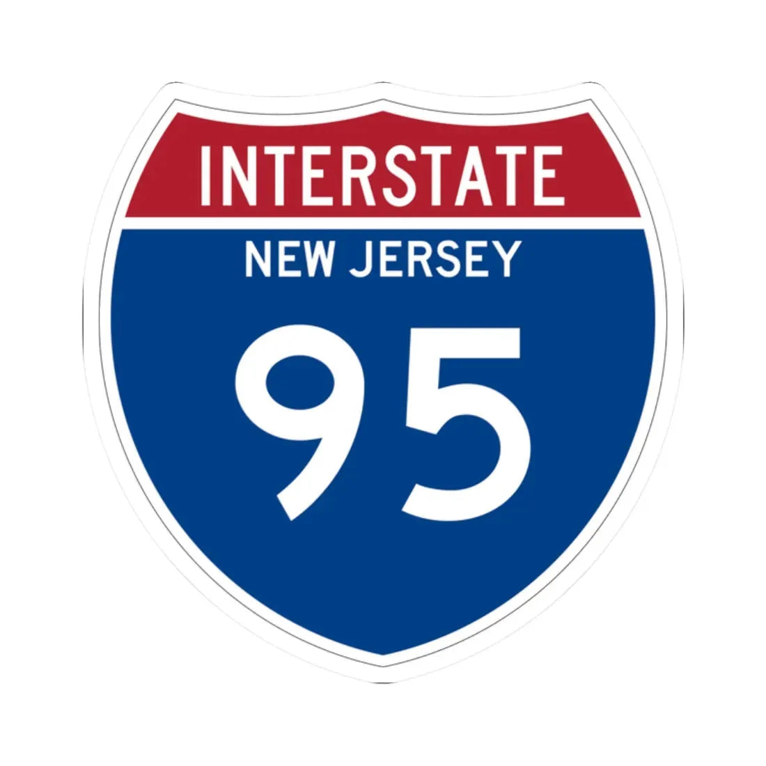 I-95 NJ Metric (New Jersey) (Road Sign) STICKER Vinyl Kiss-Cut Decal 2 Inch White - The Sticker Space