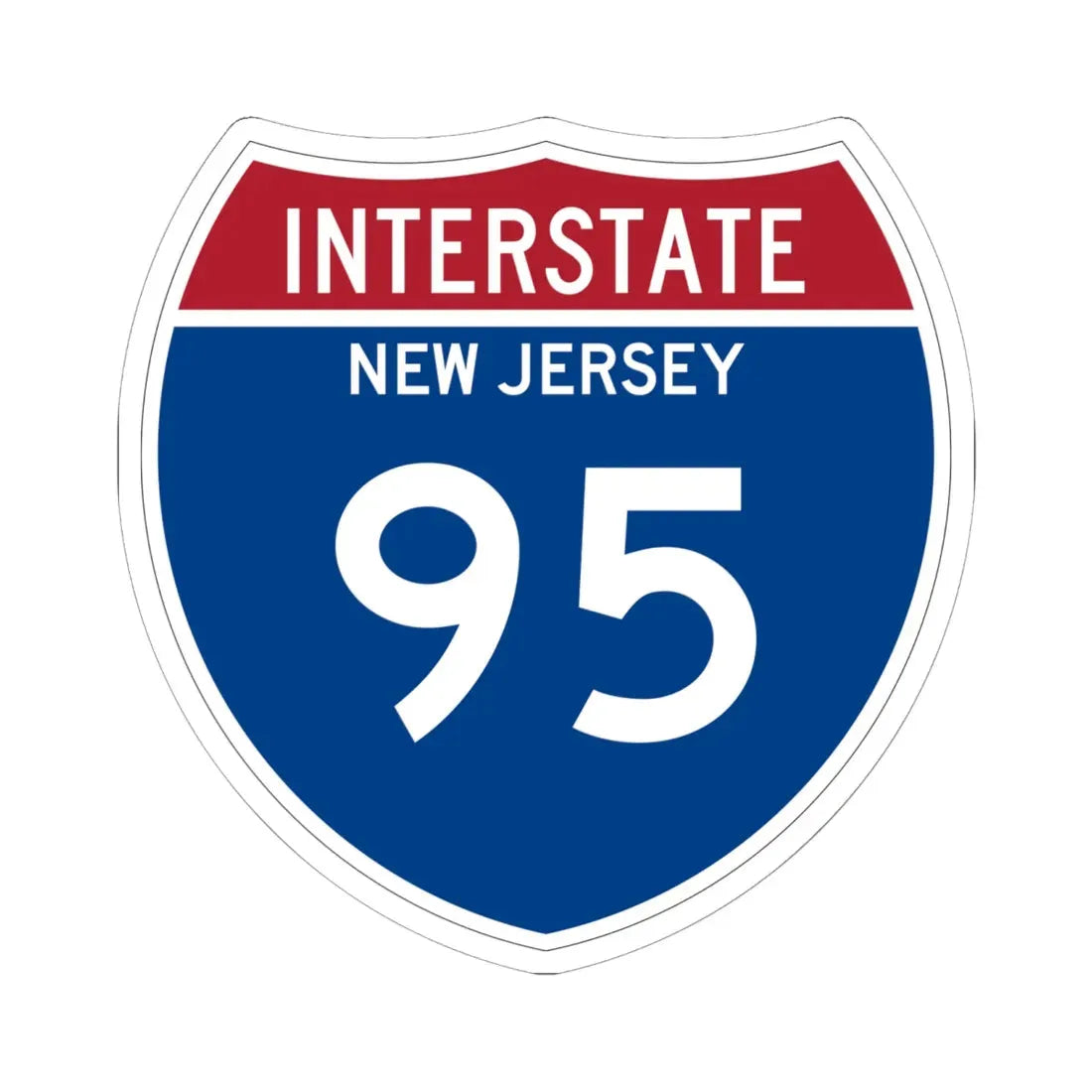 I-95 NJ Metric (New Jersey) (Road Sign) STICKER Vinyl Kiss-Cut Decal 6 Inch White - The Sticker Space