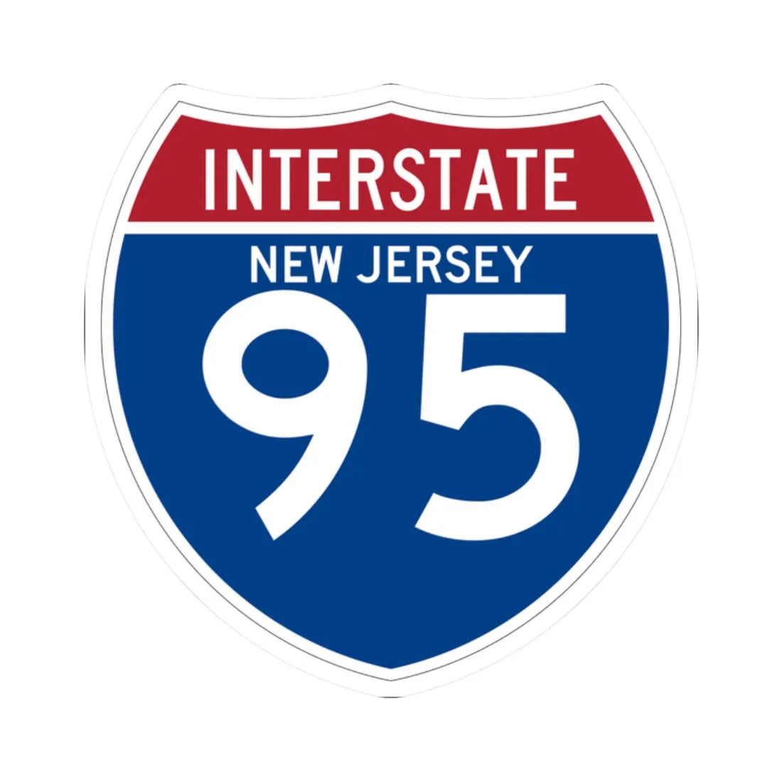 I-95 NJ (New Jersey) (Road Sign) STICKER Vinyl Kiss-Cut Decal 2 Inch White - The Sticker Space