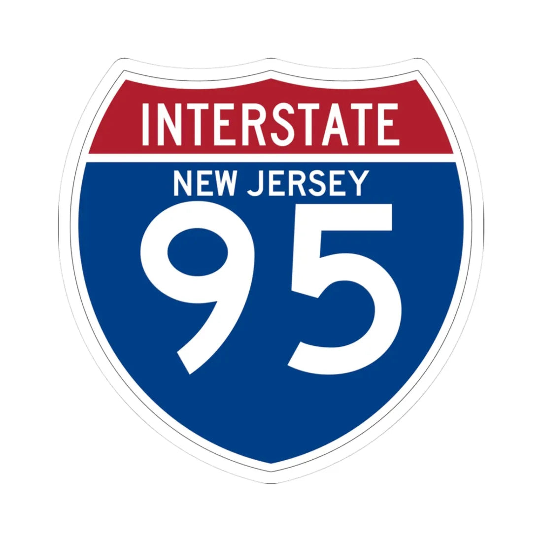 I-95 NJ (New Jersey) (Road Sign) STICKER Vinyl Kiss-Cut Decal 3 Inch White - The Sticker Space