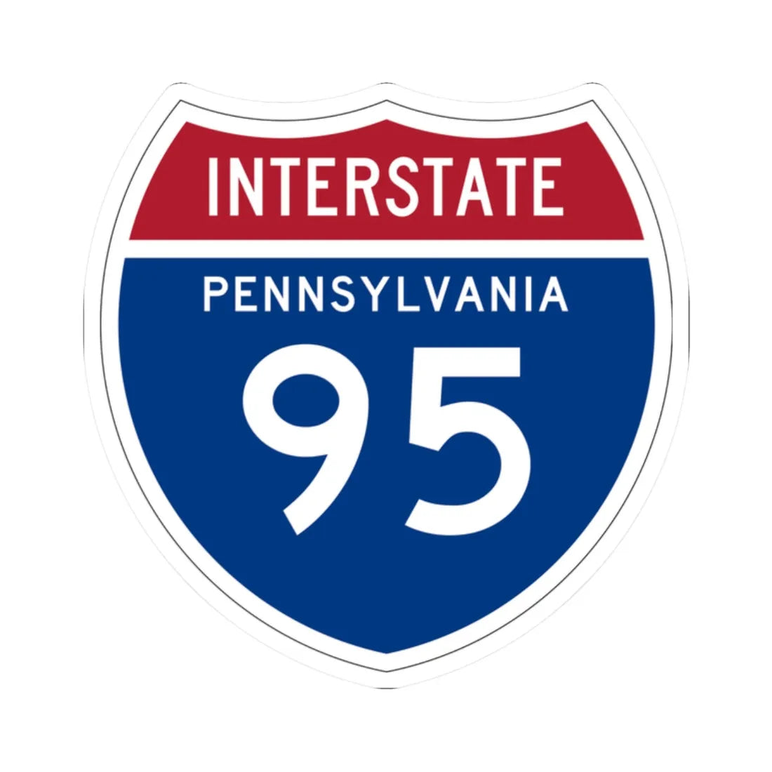 I-95 PA 1957 (Pennsylvania) (Road Sign) STICKER Vinyl Kiss-Cut Decal 2 Inch White - The Sticker Space