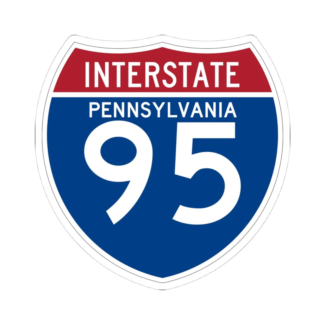 I-95 PA (Pennsylvania) (Road Sign) STICKER Vinyl Kiss-Cut Decal 4 Inch White - The Sticker Space