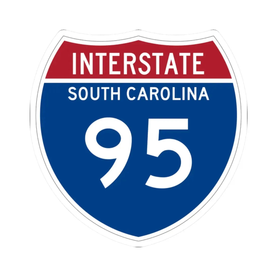 I-95 SC Metric (South Carolina) (Road Sign) STICKER Vinyl Kiss-Cut Decal 2 Inch White - The Sticker Space