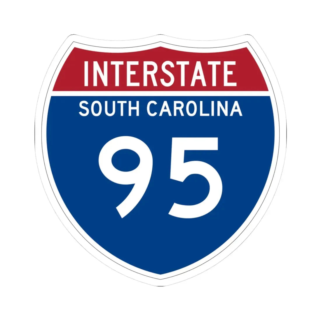 I-95 SC Metric (South Carolina) (Road Sign) STICKER Vinyl Kiss-Cut Decal 3 Inch White - The Sticker Space