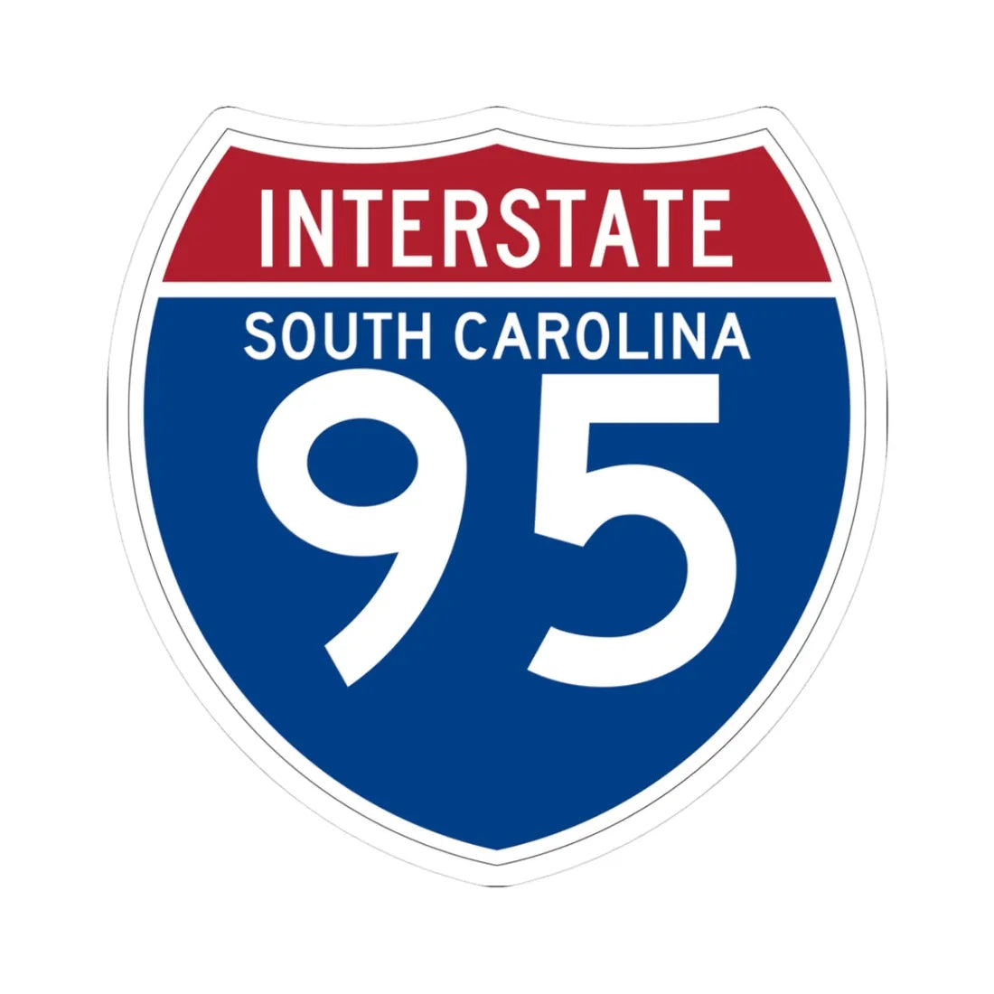I-95 SC (South Carolina) (Road Sign) STICKER Vinyl Kiss-Cut Decal 3 Inch White - The Sticker Space