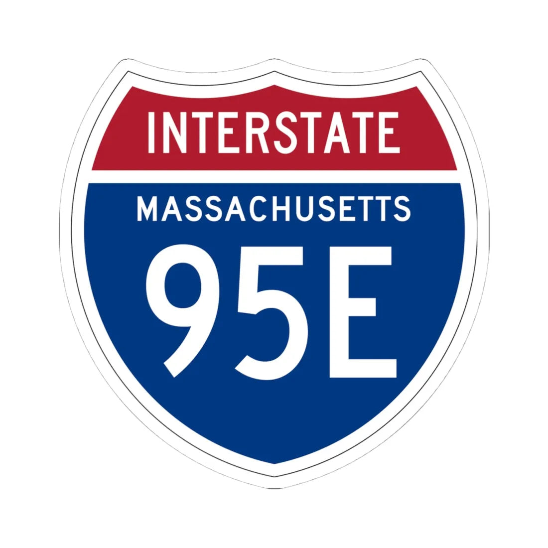 I-95E MA 1957 (Massachusetts) (Road Sign) STICKER Vinyl Kiss-Cut Decal 4 Inch White - The Sticker Space