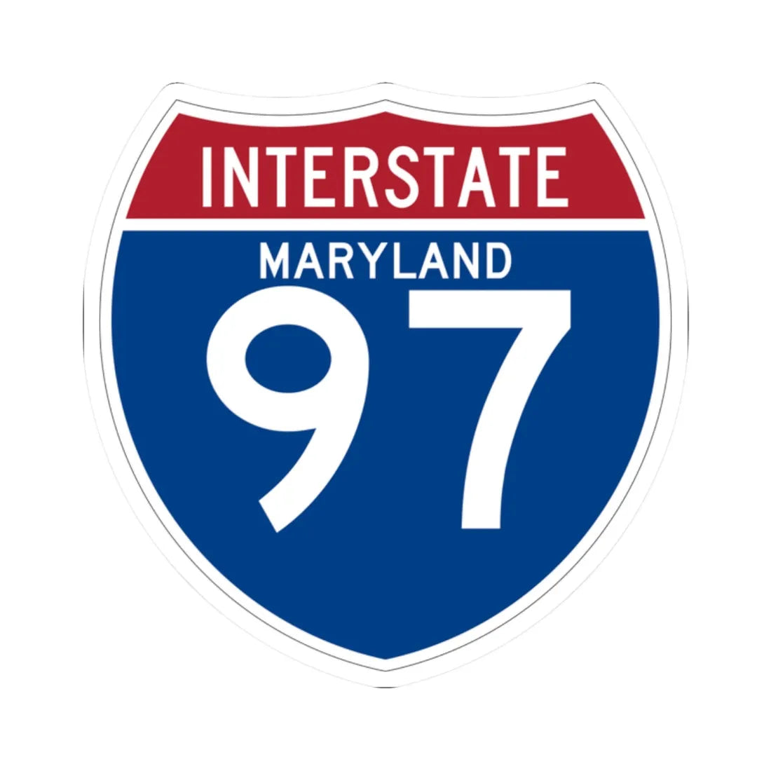 I-97 MD (Maryland) (Road Sign) STICKER Vinyl Kiss-Cut Decal 2 Inch White - The Sticker Space