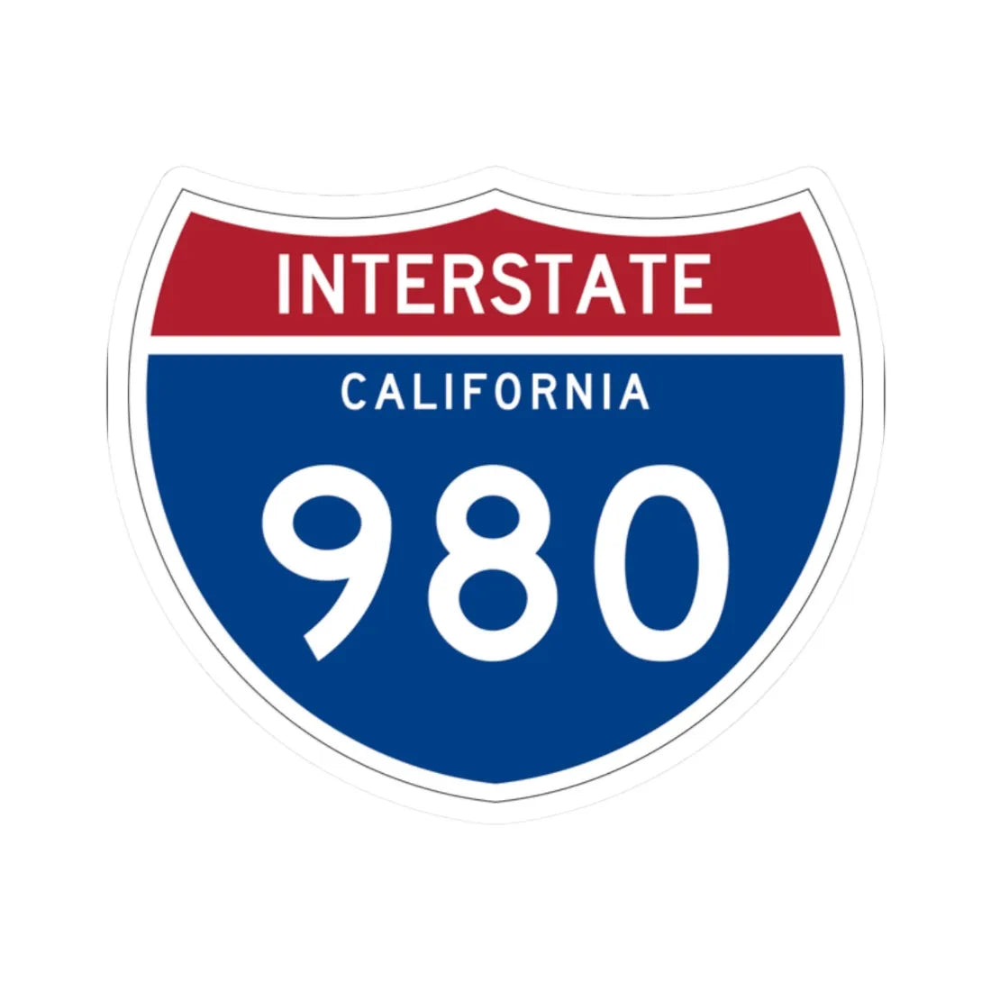 I-980 CA (California) (Road Sign) STICKER Vinyl Kiss-Cut Decal 2 Inch White - The Sticker Space