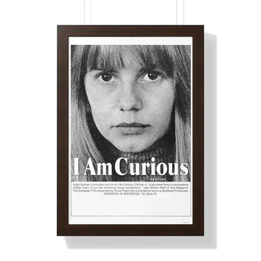 I AM CURIOUS (YELLOW) 1967 - Framed Movie Poster 16″ x 24″ Walnut - The Sticker Space