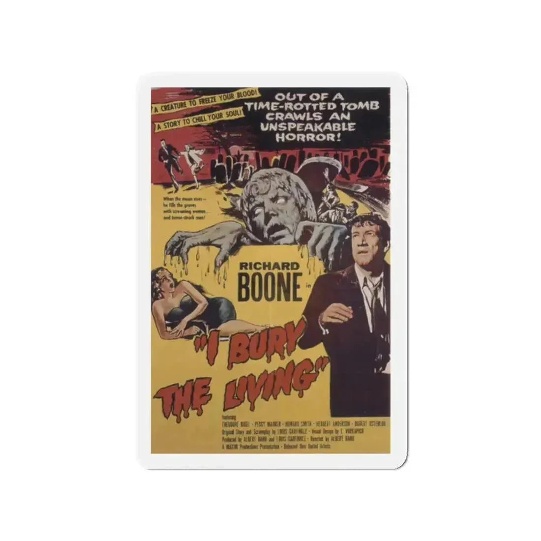 I BURY THE LIVING 1958 Movie Poster - Refrigerator Magnet 2 Inch Die-Cut - The Sticker Space