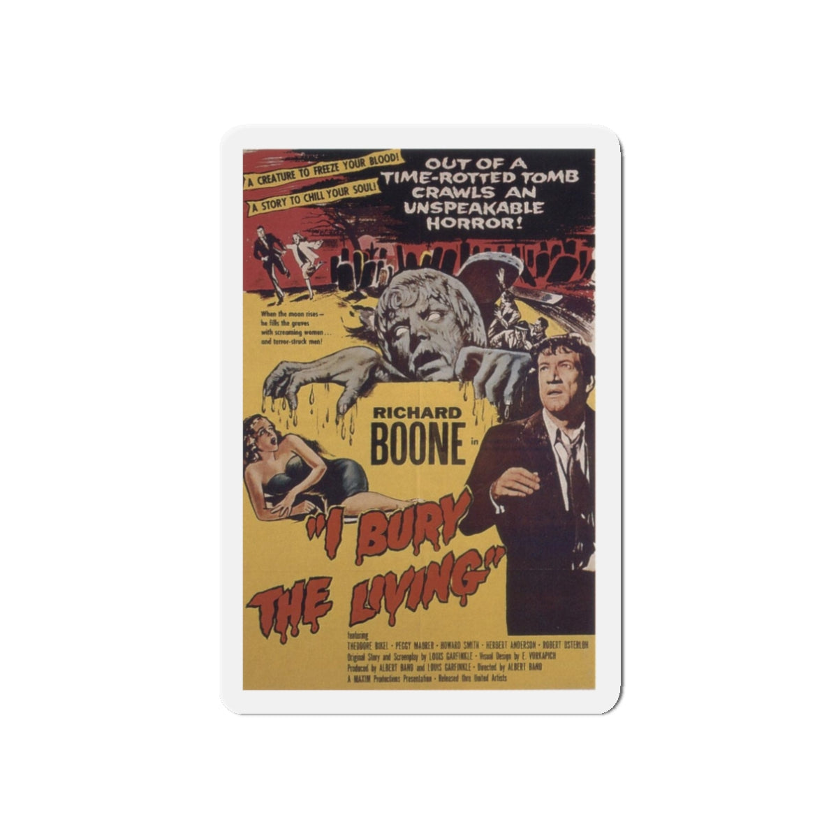 I BURY THE LIVING 1958 Movie Poster - Refrigerator Magnet-3" x 3"-The Sticker Space