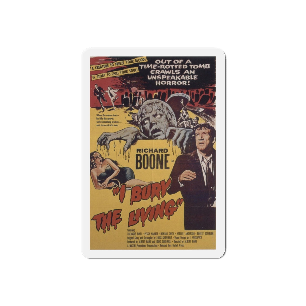 I BURY THE LIVING 1958 Movie Poster - Refrigerator Magnet-4" x 4"-The Sticker Space