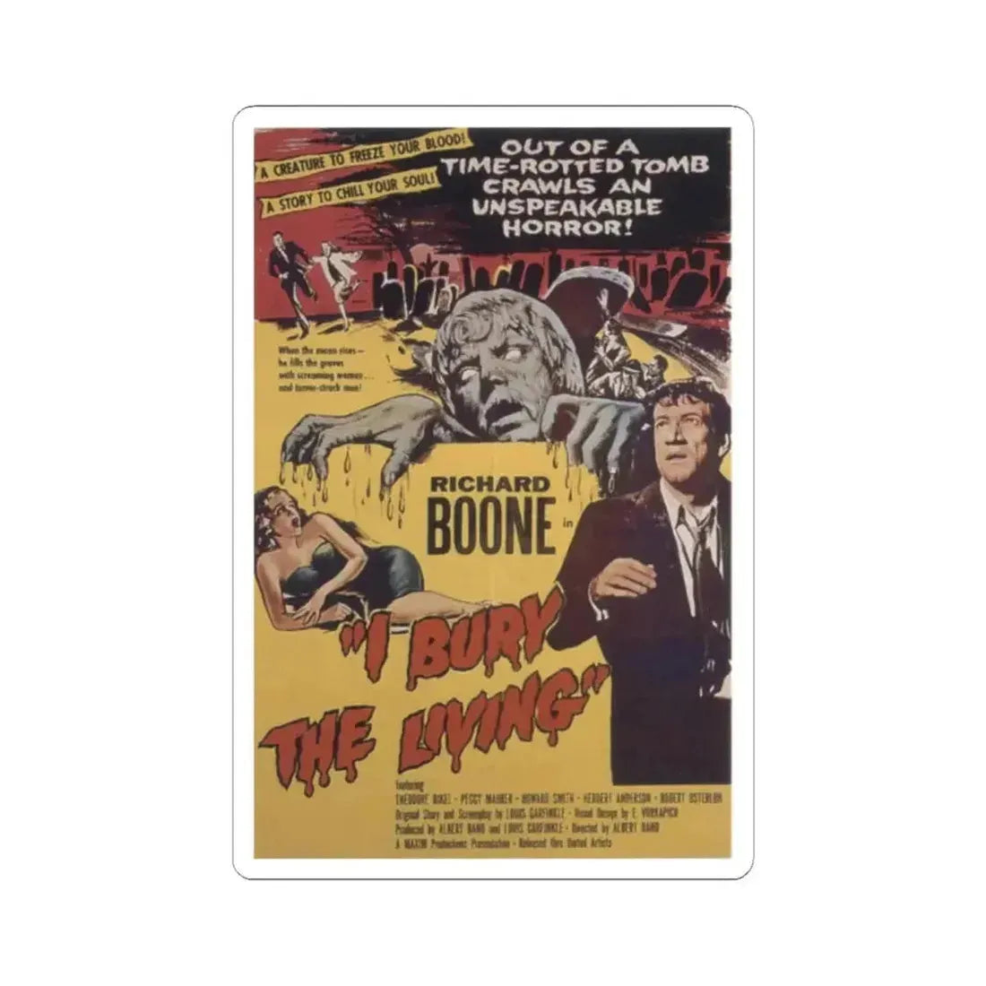 I BURY THE LIVING 1958 Movie Poster - STICKER Vinyl Kiss-Cut Decal 2 Inch White - The Sticker Space
