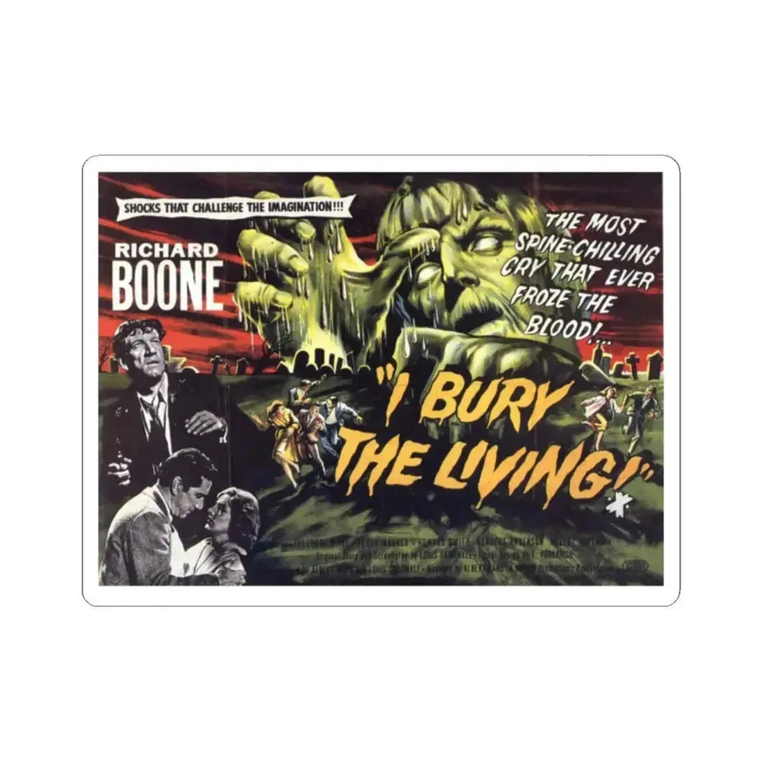I BURY THE LIVING (2) 1958 Movie Poster - STICKER Vinyl Kiss-Cut Decal 2 Inch White - The Sticker Space