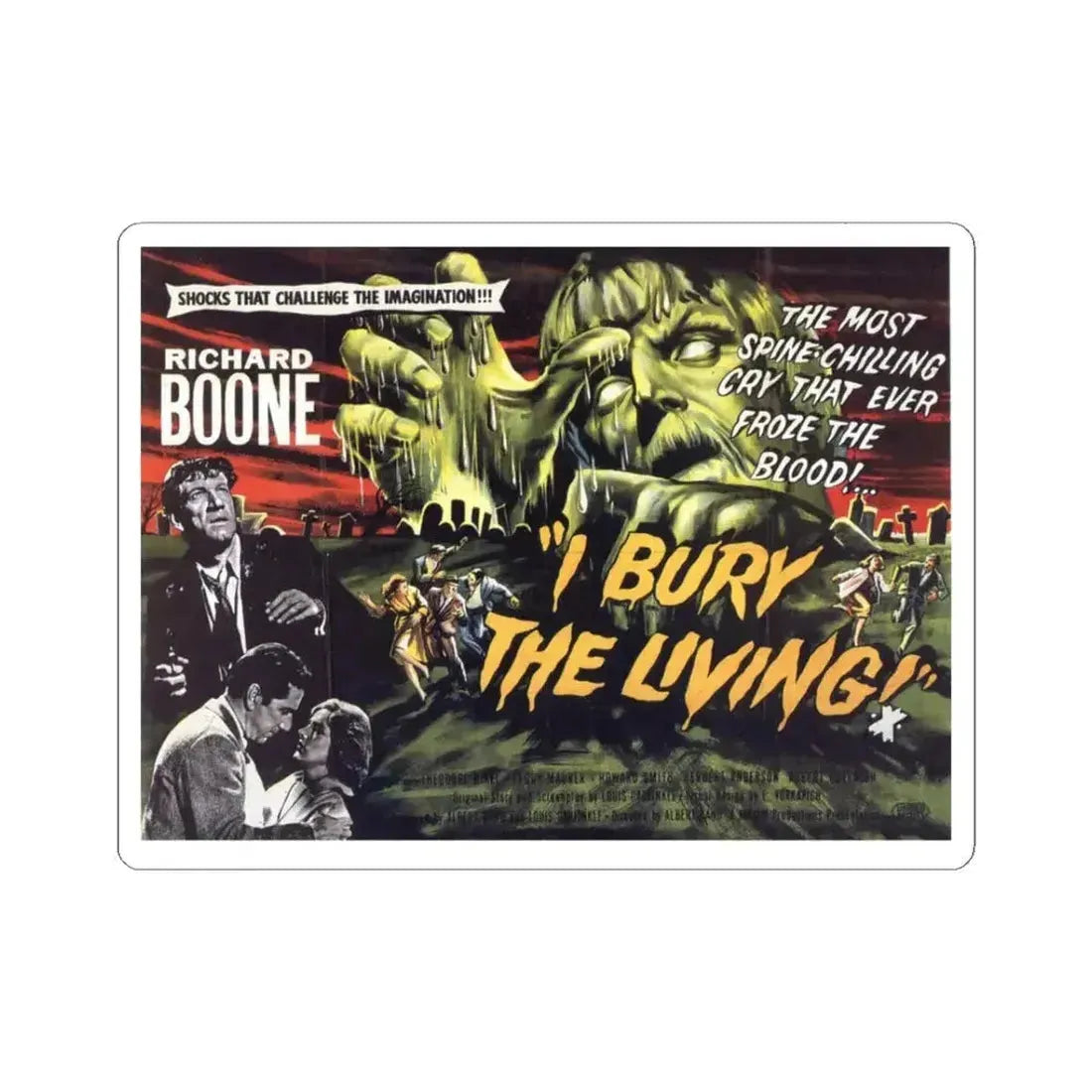 I BURY THE LIVING (2) 1958 Movie Poster - STICKER Vinyl Kiss-Cut Decal 3 Inch White - The Sticker Space