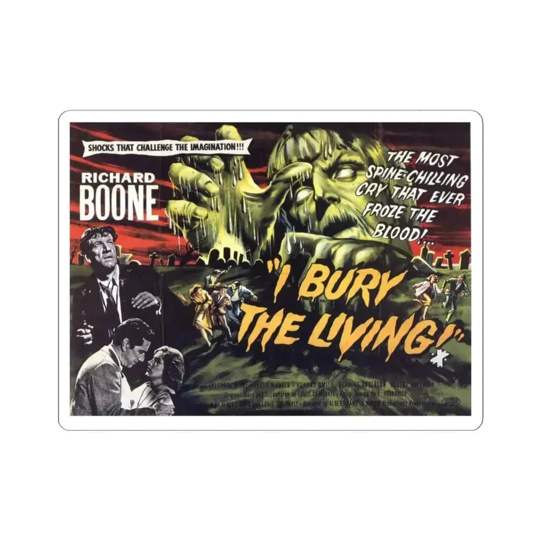 I BURY THE LIVING (2) 1958 Movie Poster - STICKER Vinyl Kiss-Cut Decal 6 Inch White - The Sticker Space