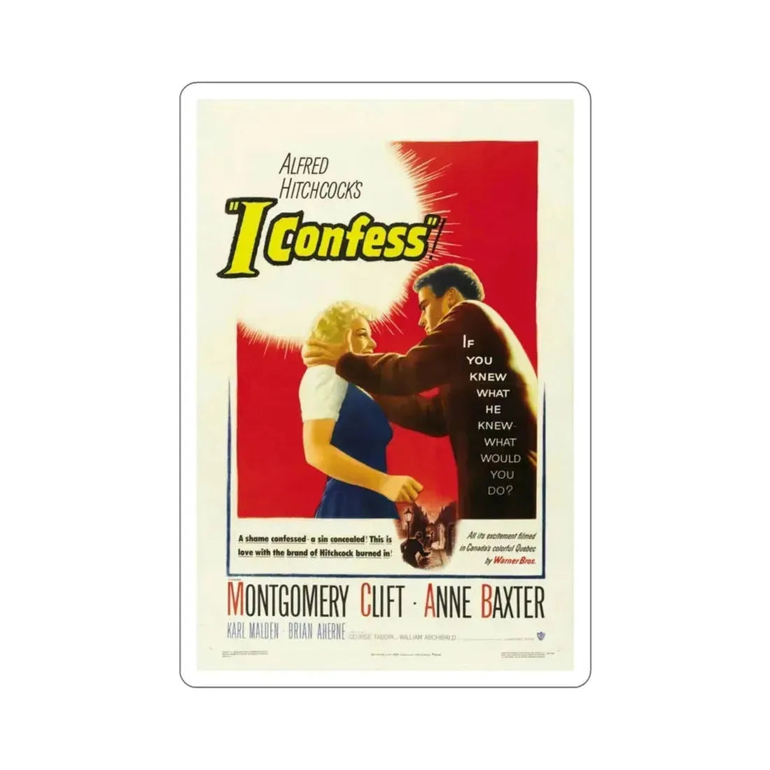 I Confess 1953 Movie Poster STICKER Vinyl Die-Cut Decal 3 Inch - The Sticker Space