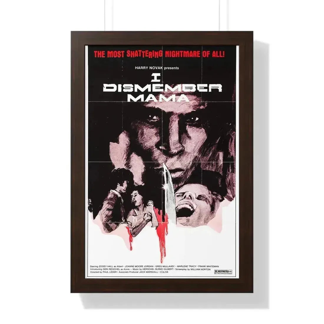 I DISMEMBER MAMA 1972 - Framed Movie Poster 16″ x 24″ Walnut - The Sticker Space